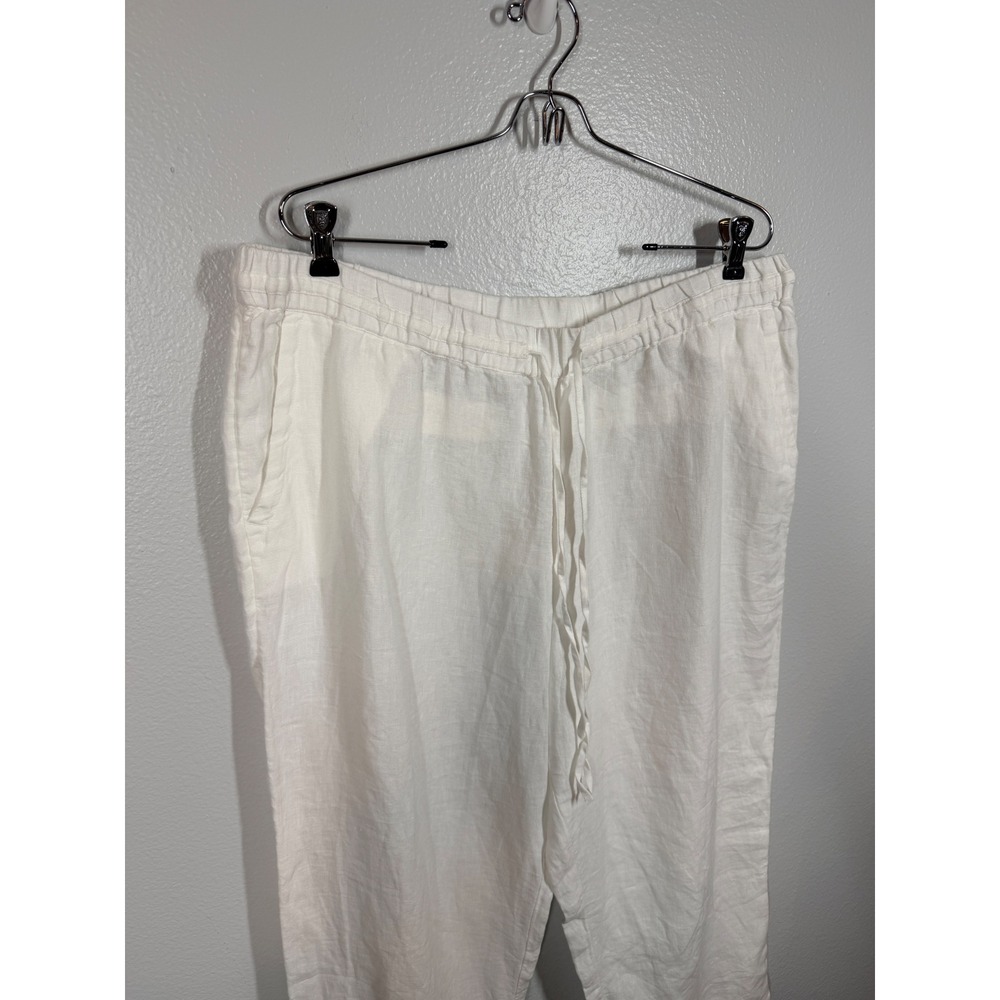 Charter Club 100% Linen Pant Women's XL White Luxury 100% Linen Pull-On Crop - Picture 2 of 8